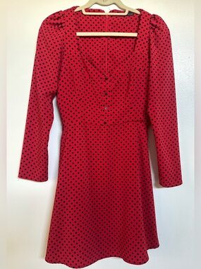 Zara Red Dress with Black Polka Dots